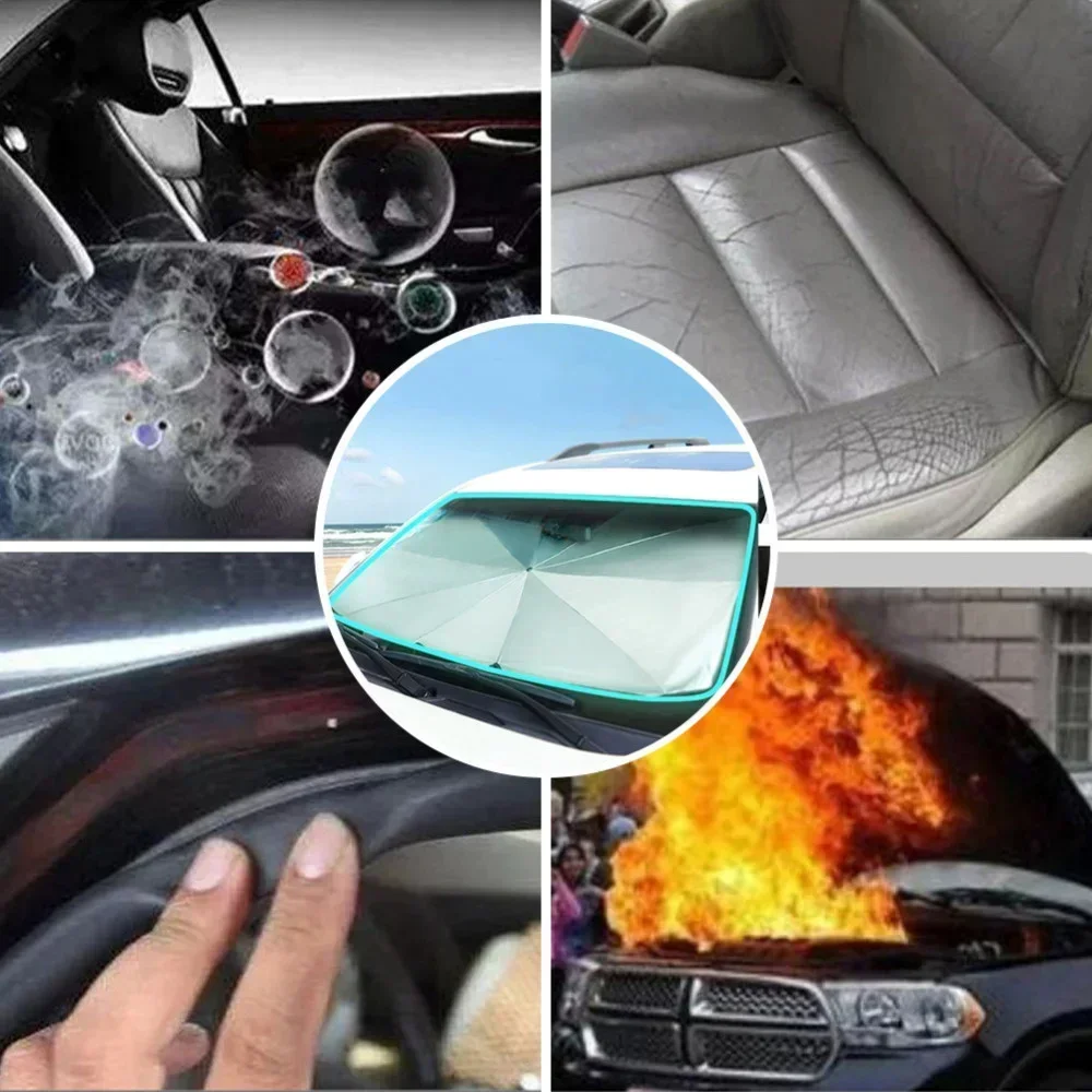 Rubber Sunshade Umbrella For Car Uv Protection Folding High Shading Car Umbrella Front Windshield High Shading Silver Sunshade