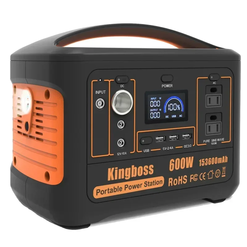 Central eléctrica portátil Peak 1200W 600W/600WH 153600 Batería de litio de gran capacidad mAh 110 V/600 W, toma de CA, 2 carport CC