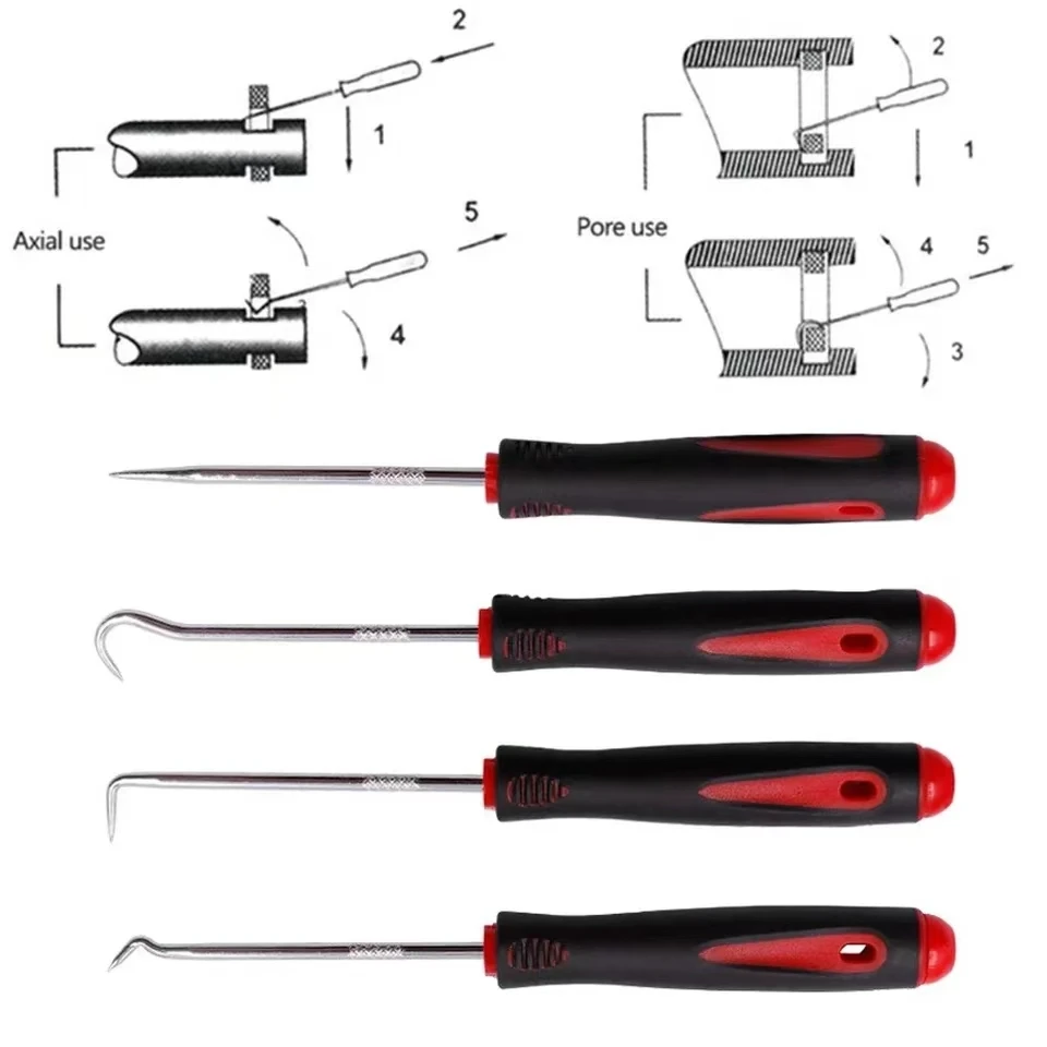 4PCS รถยนต์ซีลน้ํามันไขควงชุด O-Ring Seal ปะเก็น PULLER Remover Pick Hooks เครื่องมือทนทาน