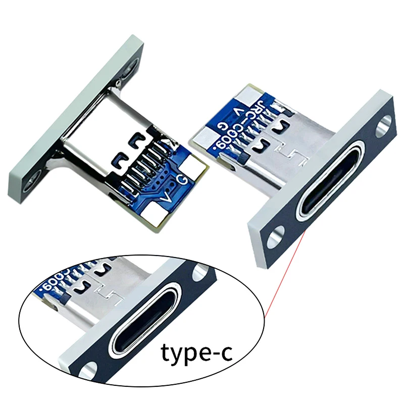 5PCS USB 3.1 Type C Socket With Screw Fixing Plate Type-C USB Jack 3.1 Type-C 2Pin 4Pin Female Connector Jack Charging Port