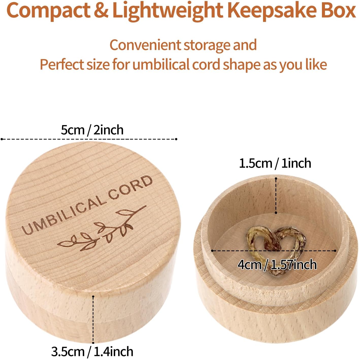 Caixa de lembrança de cabo umbilical de madeira, caixa de memória de bebê gravada para armazenamento de cabo umbilical, fácil abertura, primeiro lembrança de corte de cabelo