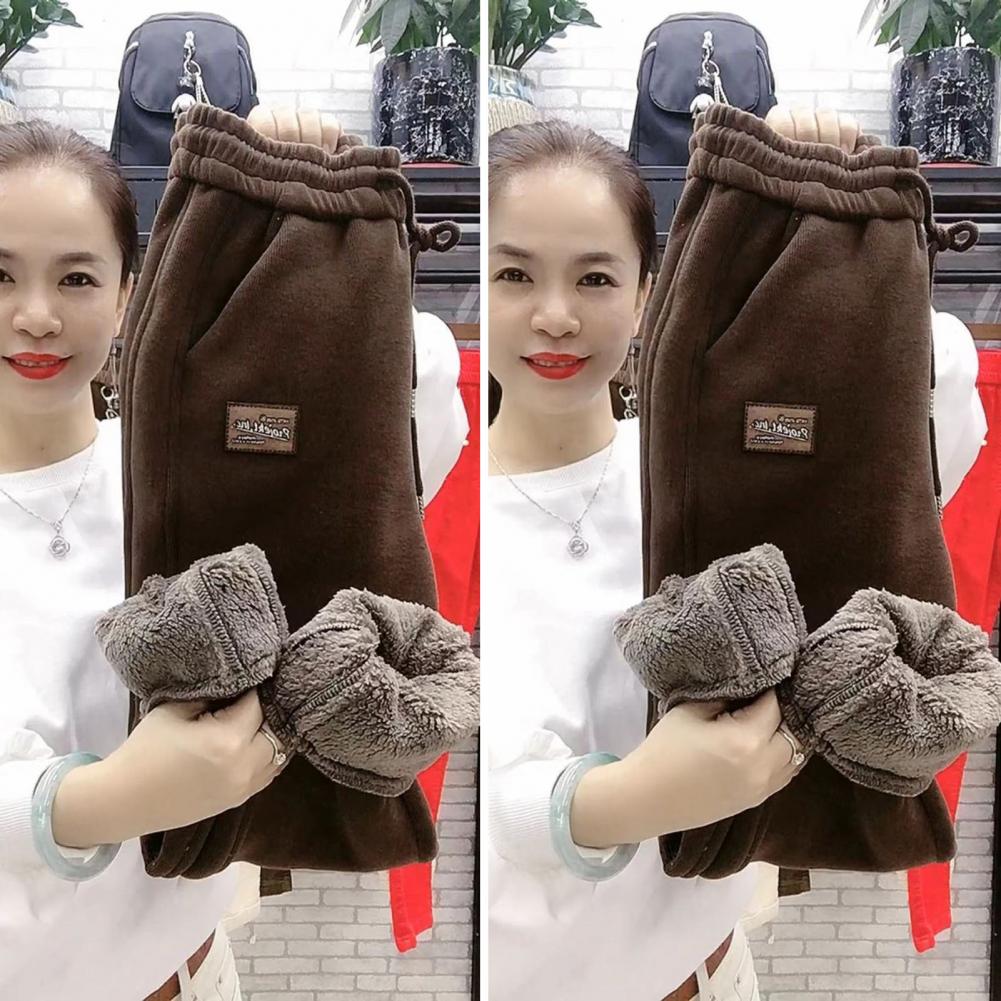 Damen-Jogginghose, gemütliche, mit Fleece gefütterte Damen-Jogginghose mit hoher Taille, Kordelzugtaschen, warme Winter-Freizeithose für Kälte