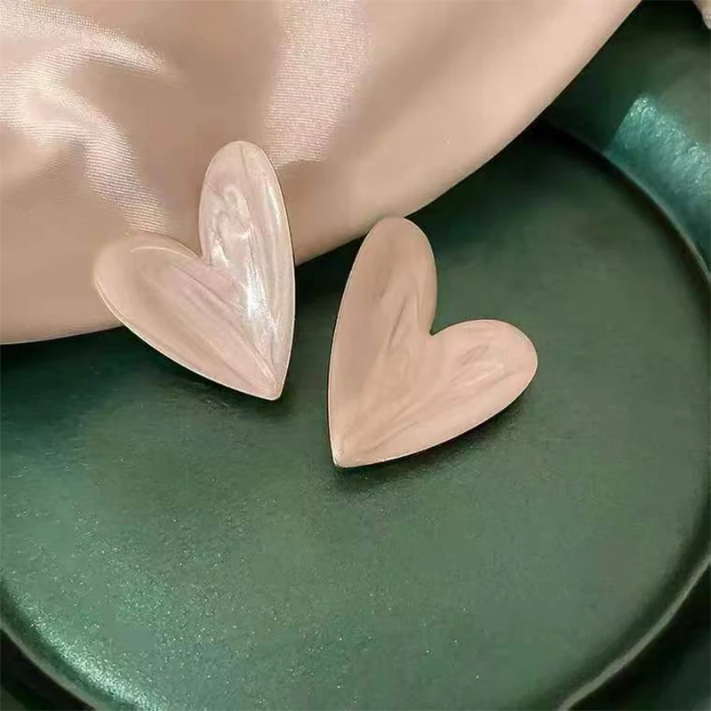 Orecchini a bottone con cuore amore per donna ragazza minimalista bianco verde smalto orecchini gioielli di moda