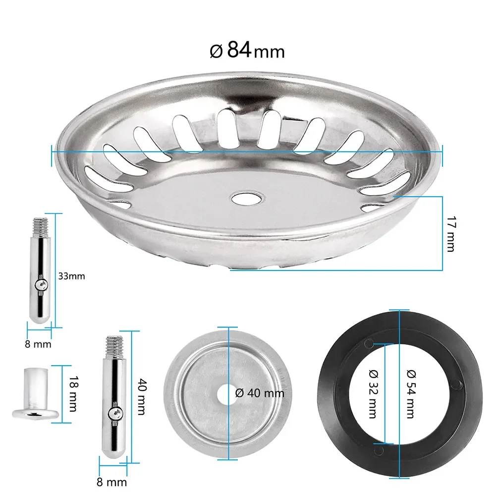 Sitko do zlewu ze stali nierdzewnej Kuchnia Umywalka Zlew Ociekacz Sitko Kosz Odpływ Korek Zestaw filtrów 80/82/84mm