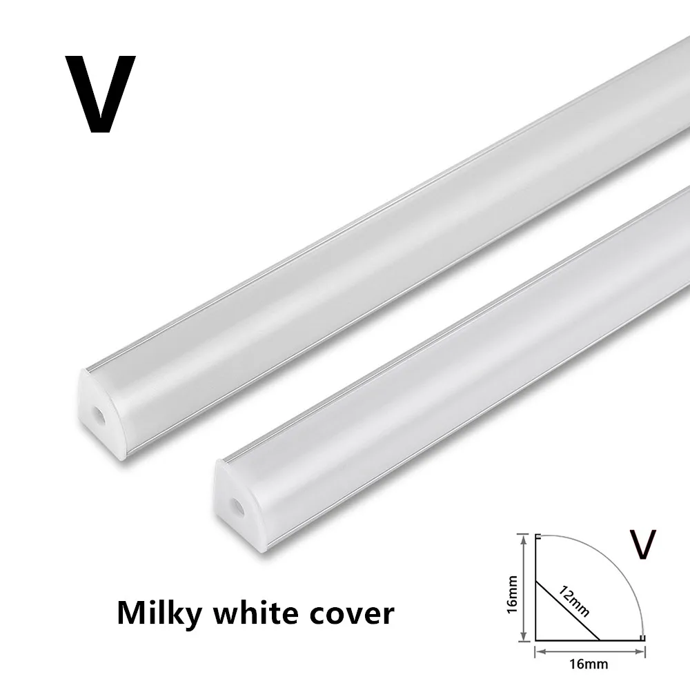 1-35 unids/lote 50cm Perfil Aluminio Led esquina perfil de aluminio soporte de canal para tira de luz LED barra gabinete lámpara cocina armario