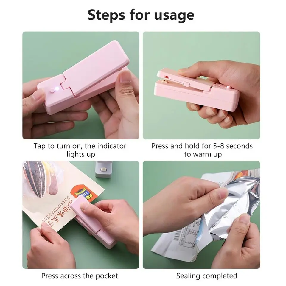 USB 2 IN 1 ヒートシール装置熱プラスチック食品ポータブルシーラーチップスナックバッグシーラー機包装キッチンアクセサリー