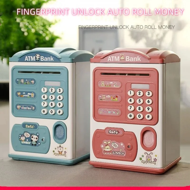 กล่องเก็บเงินลายนิ้วมือ ธนบัตร กล่องเก็บเหรียญ ATM อิเล็กทรอนิกส์ ตู้เซฟเงินสด ธนาคารพื้นที่ขนาดใหญ่ ล็อครหัสผ่านเด็ก วันเกิด gi