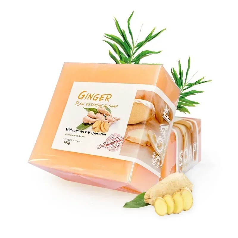 Sabonete de cúrcuma natural 100g com leite de cabra e proteína de seda Sabonete de aloe vera, gengibre, sal marinho, absinto, óleo essencial de limão Sabonete de limão