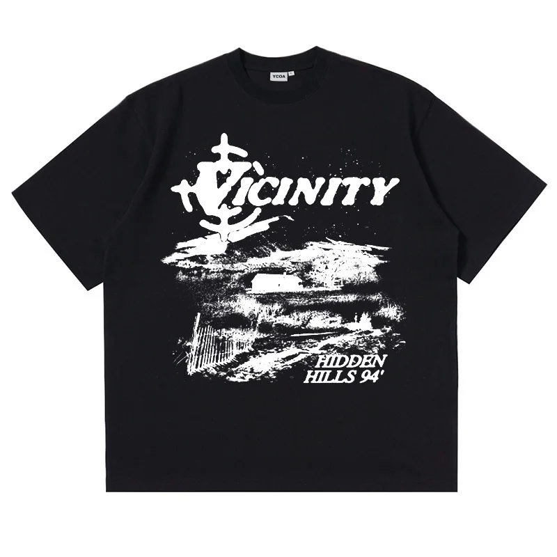 メンズ Tシャツ特大綿韓国ファッションヴィンテージグラフィック Y2k トップスストリート半袖 Tシャツ原宿美的衣類