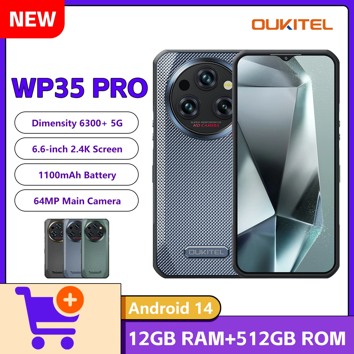 Smartphone robusto Oukitel WP35 PRO 5G 11000mAh MediaTek Dimensity 6300 36GB