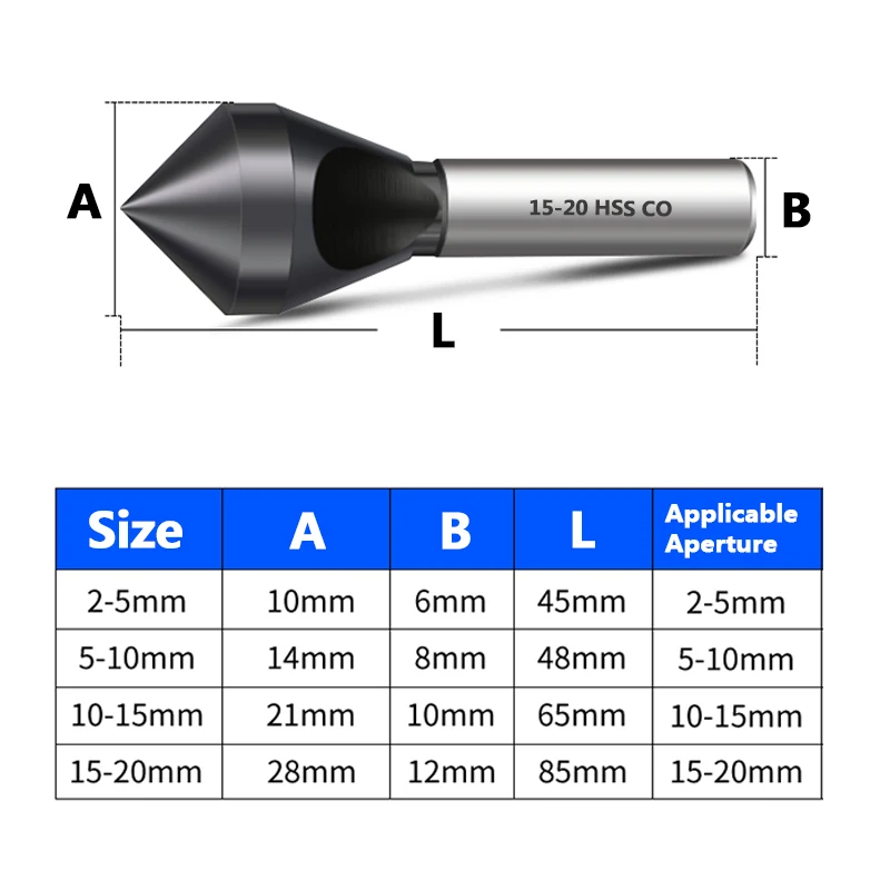 M35 Coban TiAlN Phủ Chamfer Cắt 2-5/5-10/10-15/15-20Mm 90 Độ Deburring Mũi Khoan mũi Khoan Cho Thép Không Gỉ Kim Loại