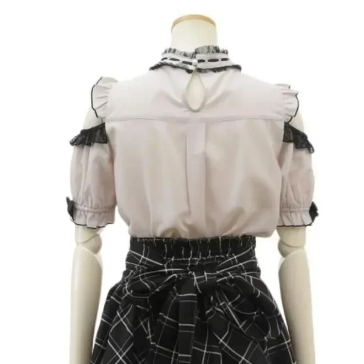 Blusas De Mujer 日本のかわいいブラウス中空アウトオフショルダーレースパッチワークシャツ Y2k 美的弓女性 JK