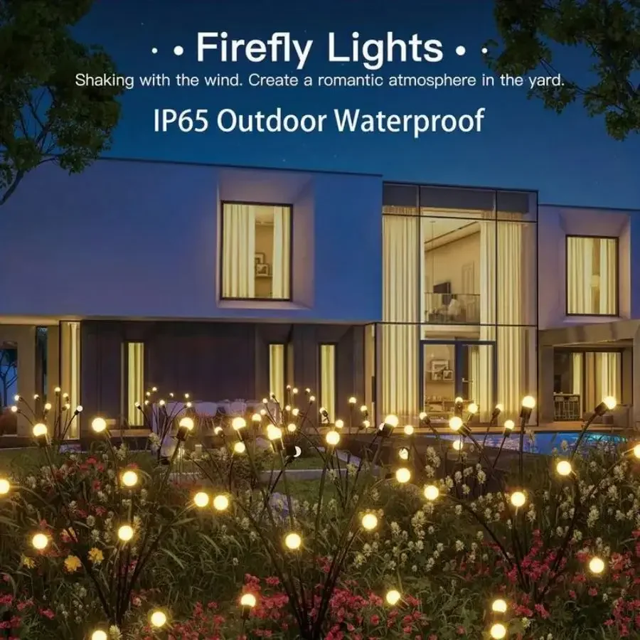 LED Solar Garden Lights Powered Firefly Lights Outdoor Waterproof Vibrant Garden Lights for Patio Pathway Christmas Decoration