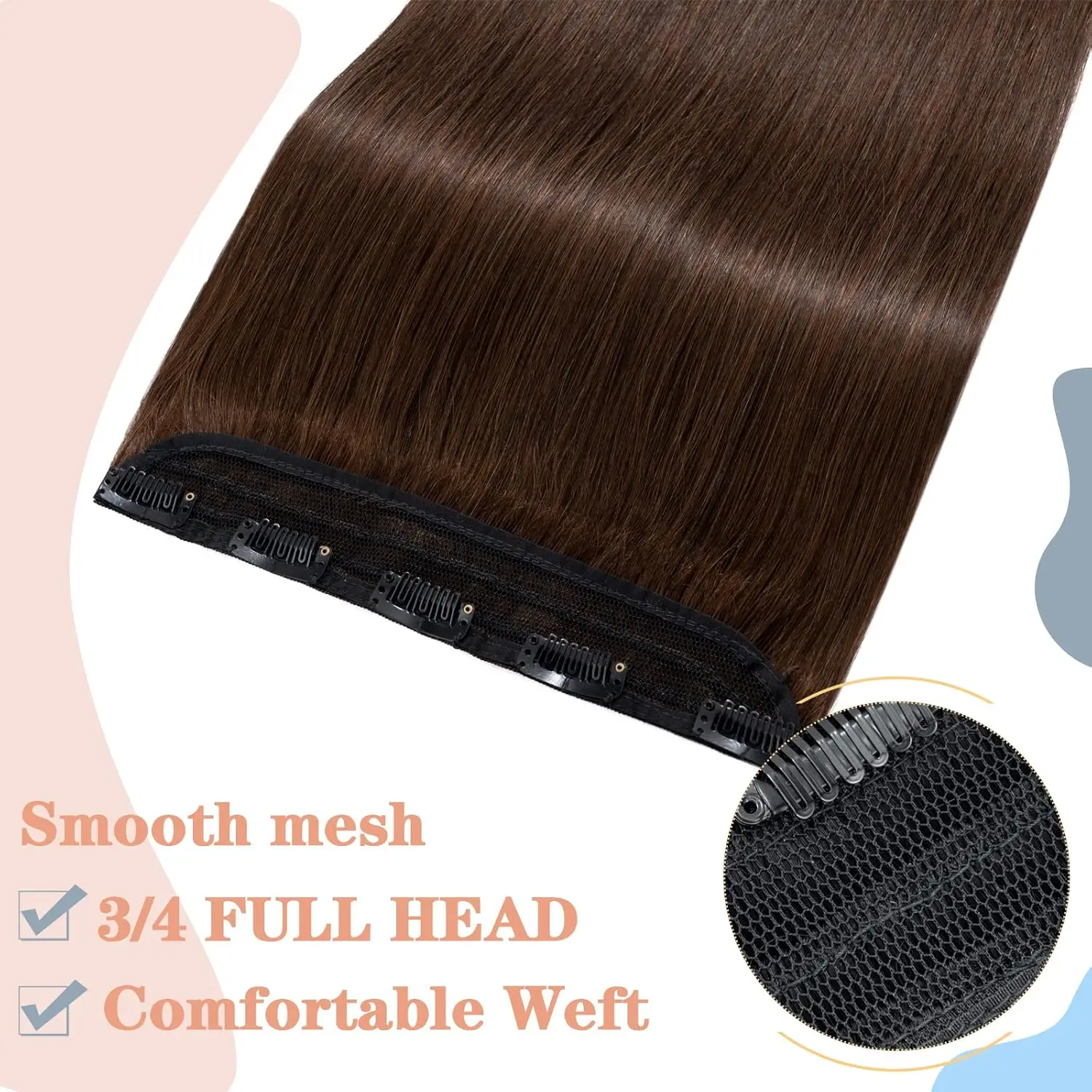Clip droit d'os dans les Extensions de cheveux 100% cheveux humains 5 Clips 3/4 pleine tête une pièce pince dans les Extensions de cheveux humains pour les femmes