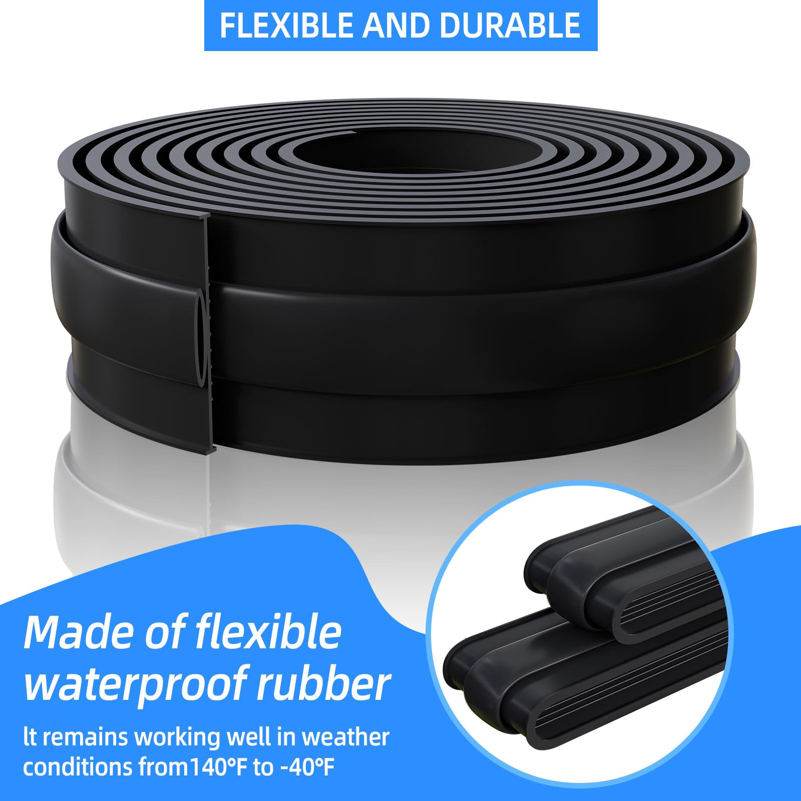 Garage Door Seals, Weatherproofing Garage Door Seals Bottom Rubber with Brush and T Style Aluminum Track Retainer Base Kit