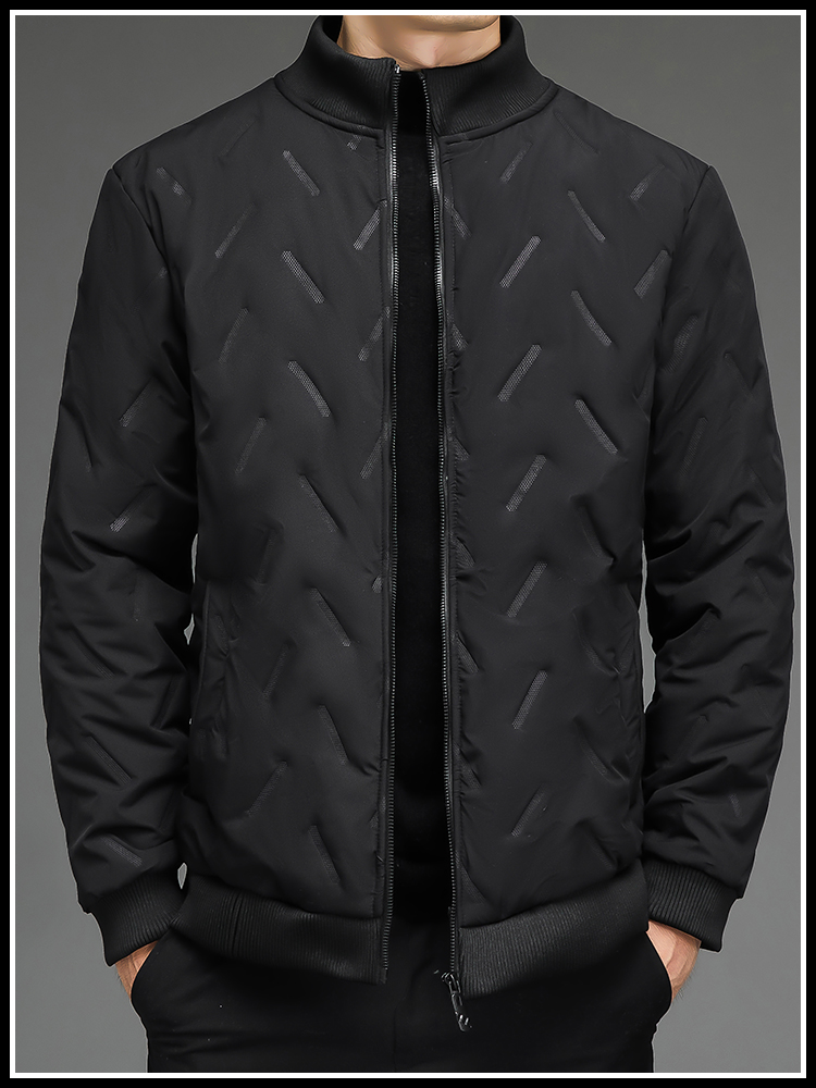 Trendy Men's down Jacket Winter Loose Stand Collar Warm Casual Coat Youth Popular Regular Length Polyester Fiber 00%