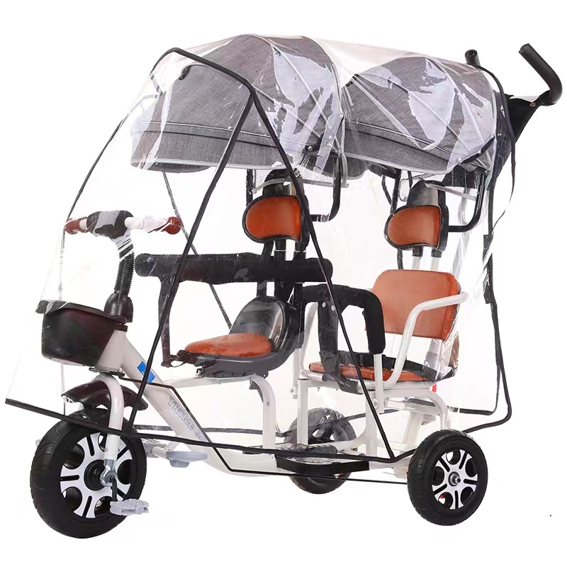Twin Baby Stroller Rain Cover Windshield Double Front and Rear Stroller Universal Rainproof Cozy Stroller Raincoat