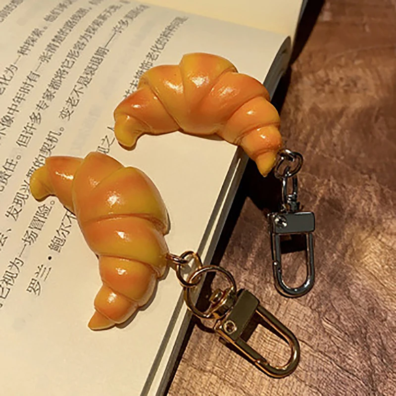 Simulation Food Toy Model Pendant Keyring Personalized Creative Croissant Package Student Children Gifts Keychain Ring Chain
