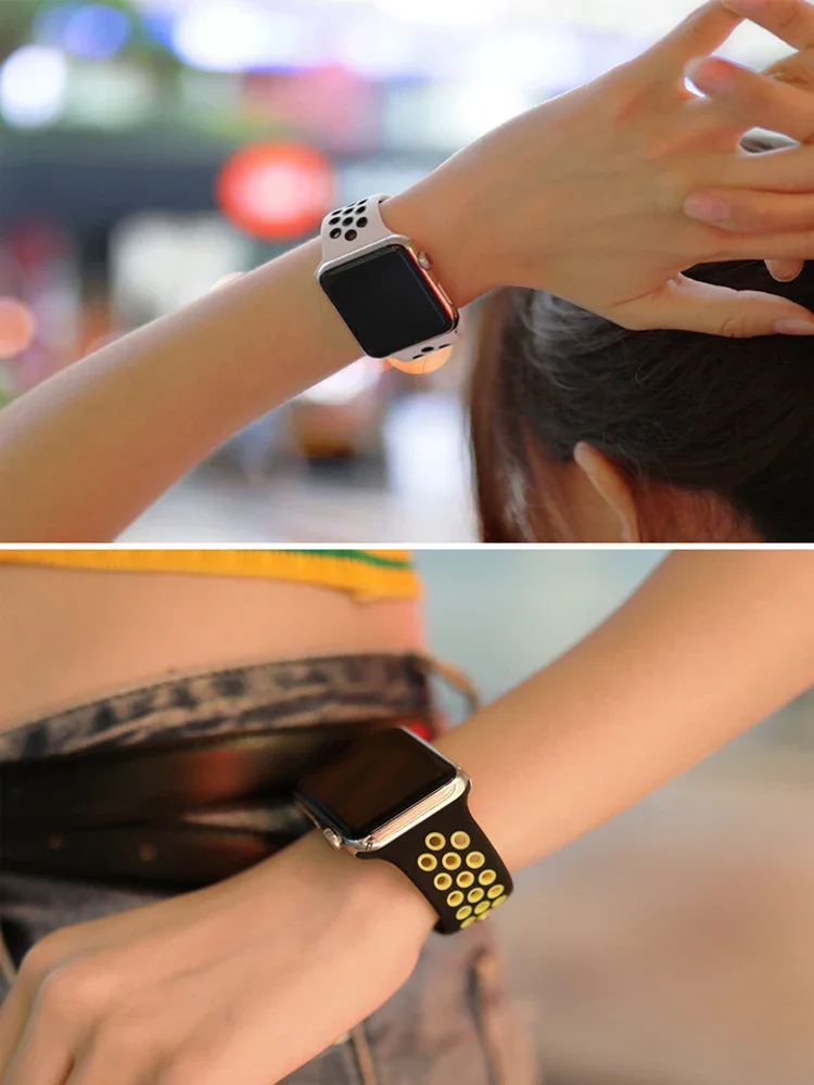 スポーツ時計ストラップ Apple Watch バンドウルトラ 49 ミリメートル 44 ミリメートル 45 ミリメートル 38/40 ミリメートル 41 ミリメートルシリコンプライドブレスレット iWatch シリーズ 8 7 6 4 5 3 9 SE