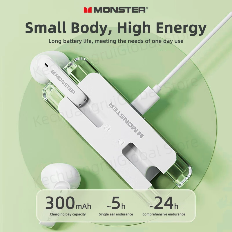 Monster XKT08 Earphone Bluetooth 5.3 Ture Wireless Earbuds Low Latency Noise Reduction Headphones Gaming Sports Headset With Mic