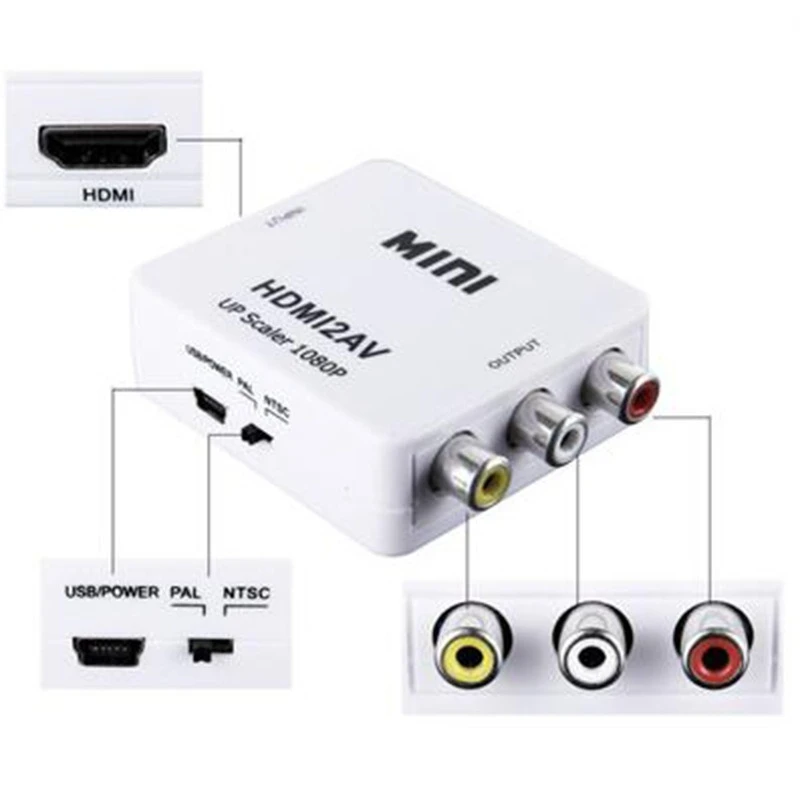 Convertidor HDMI a AV HDMI2AV HDMI a RCA HDMI switcher 1080P