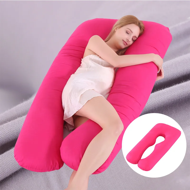 Oreiller enceinte en coton en forme de U, coussin d'allaitement pour femmes enceintes, oreiller de taille de couchage de maternité, coussin de grossesse