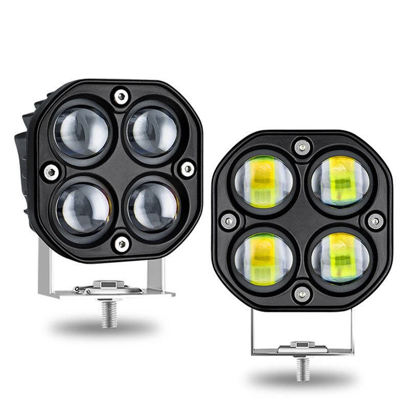 Farol de led para motocicleta, 6000k, cor dupla, combo de inundação, ip68, à prova d'água, 4000lm, ajuste universal, lâmpada de neblina para offroad atv