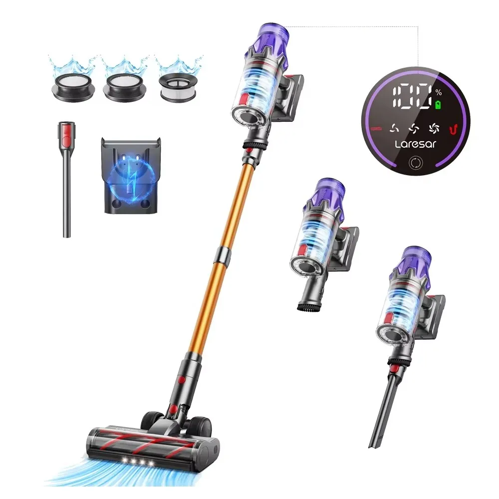 Laresar V7 500W 50KPA Aspirapolvere senza fili con potenza di aspirazione Elettrodomestico intelligente portatile Batteria rimovibile Tazza per la polvere