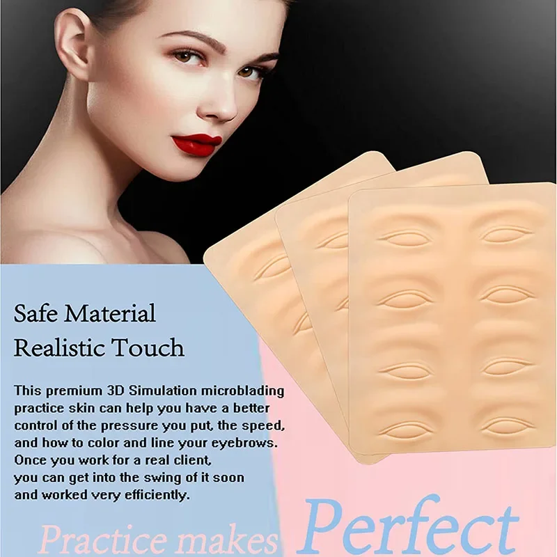 Suministros de Microblading para práctica de tatuaje, delineadores de cejas, práctica de piel de látex, maquillaje permanente, herramienta de entrenamiento para tatuaje de cejas