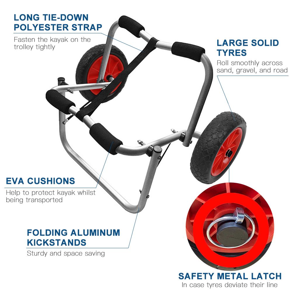 二輪カヤックカート,80kgの積載量,折りたたみ式,省エネ,輸送,カヌー,ボート