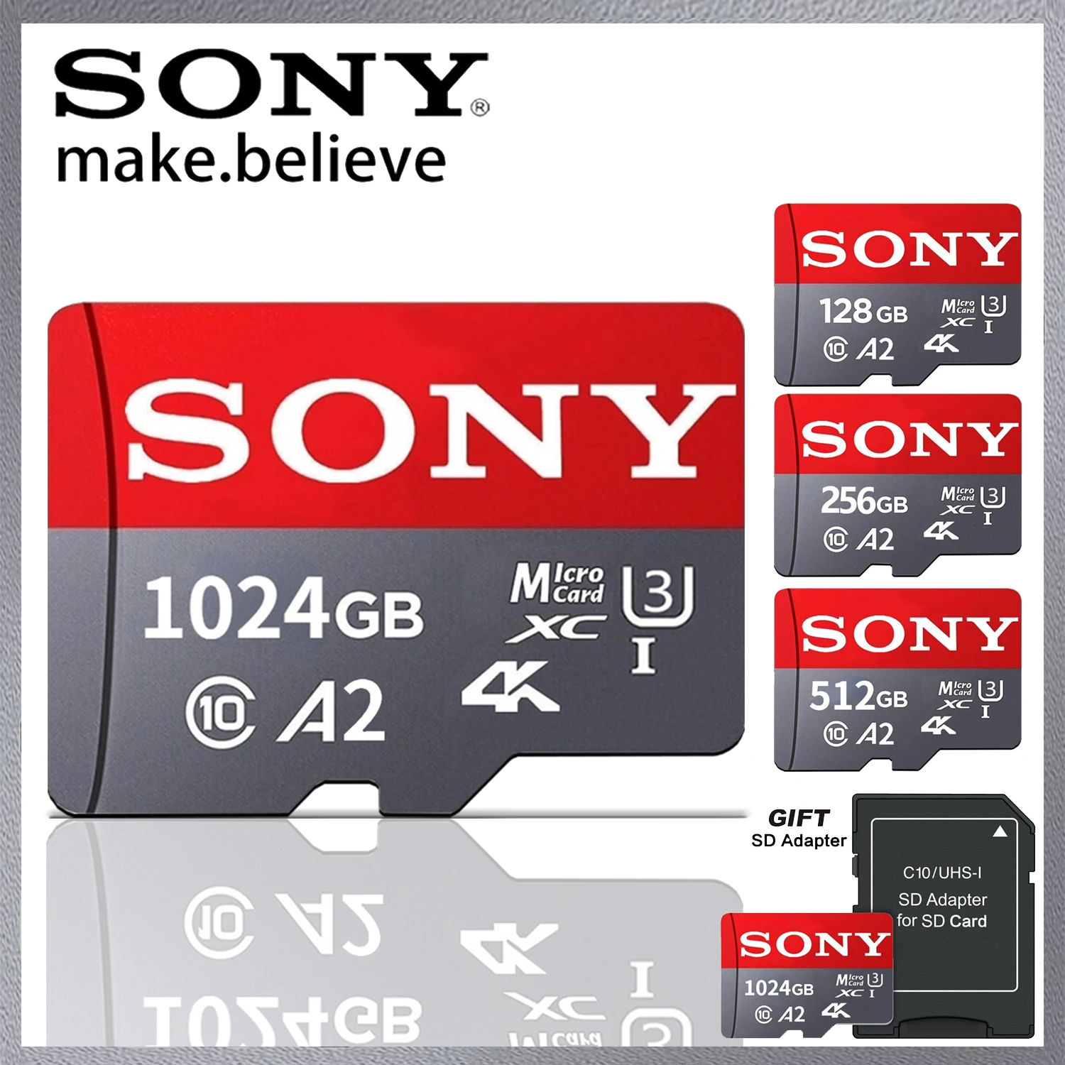 SONY Ultra Micro Mini tarjeta SD 1TB 512GB tarjeta de memoria SD 128GB 256GB A2 U3 V30 tarjetas Flash TF para teléfono ordenador