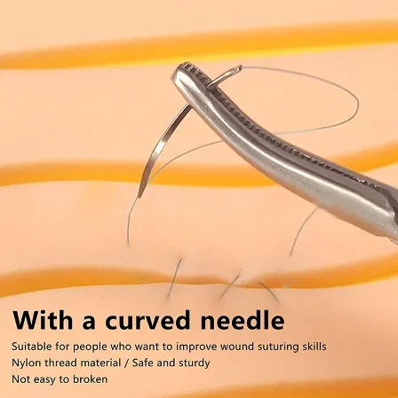 1–100 Stück 4/0 medizinisches Monofilament-Nylon, einzeln verpackt, Veterinär-Übungs-Naht-Sets für Naht-Lehrübungen