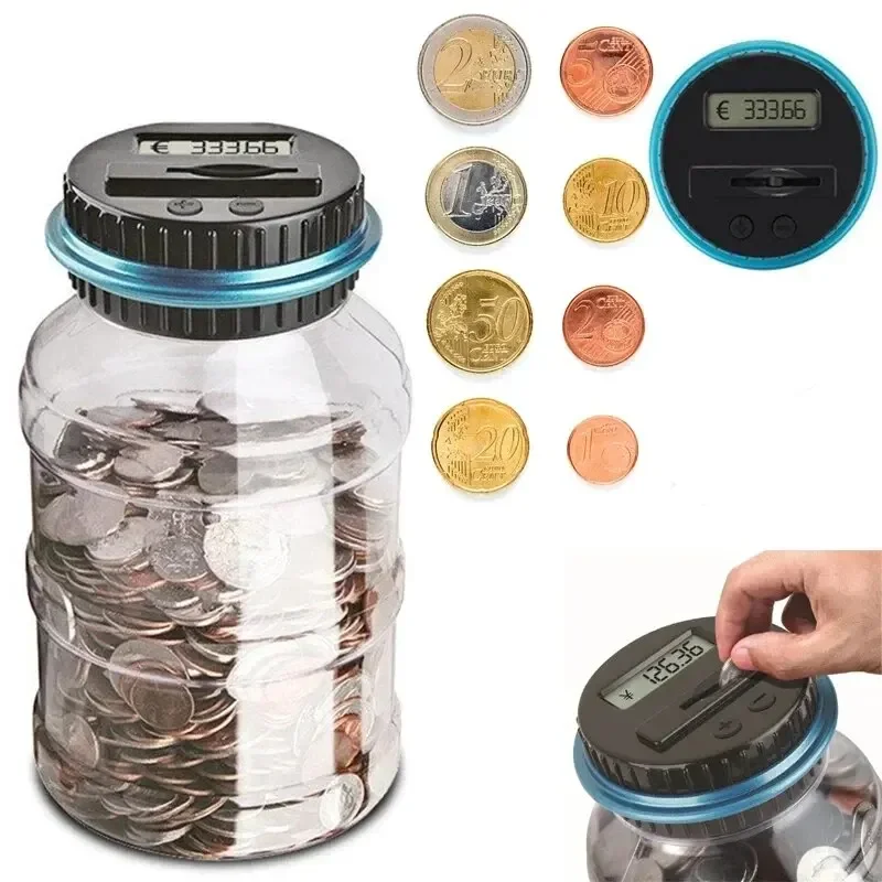 1PC salvadanaio elettronico contatore moneta digitale LCD conteggio moneta scatola di risparmio di denaro barattolo monete scatola di immagazzinaggio per USD EURO soldi regali