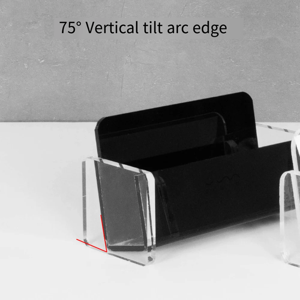Acrylic Business Card Holder Creative Desktop Name Card Storage Card Display Stand Fits 50-70 Business Cards Office Supplies