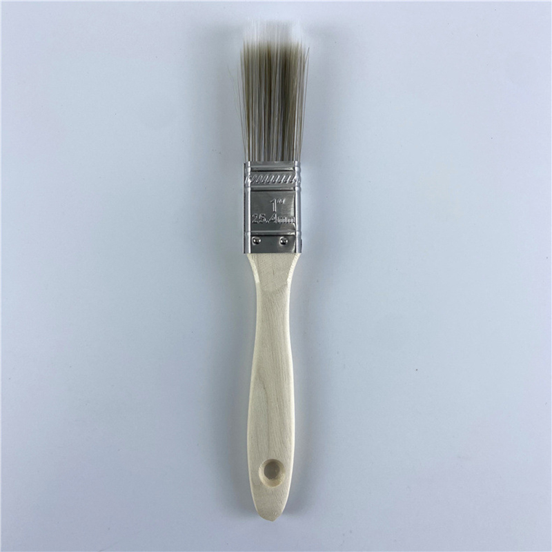 5Pcs Paint Brush Set White Coffee-colored Paint Long-handled Bevel Art-specific Nylon Brushes for Barbecues and Marine Use