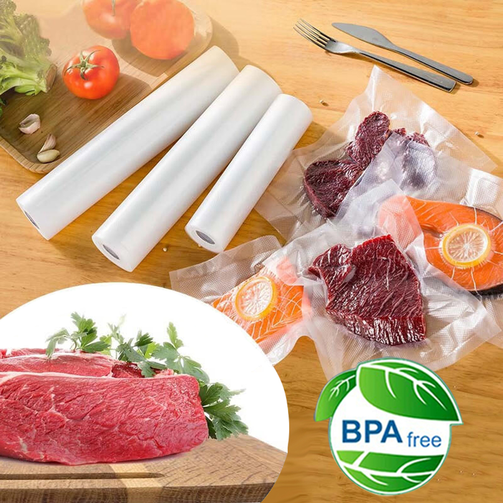 Sacchetti per imballaggio sottovuoto per alimenti per sigillatrice sottovuoto Carne Frutta Verdura Sacchetti per imballaggio sottovuoto 12/15/20/25/30 cm 500 cm/rotolo