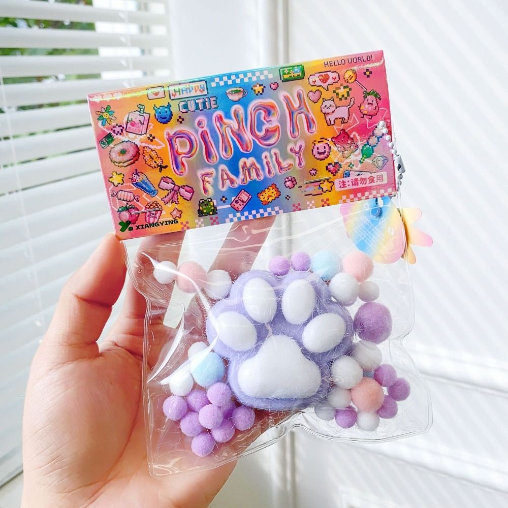 Dropshipping Fidget ของเล่นมินิของเล่น Squishy Kawaii Plush Soft Cat Paw โปร่งใสซิลิโคน Cube ความเครียดบรรเทาบีบของเล่น