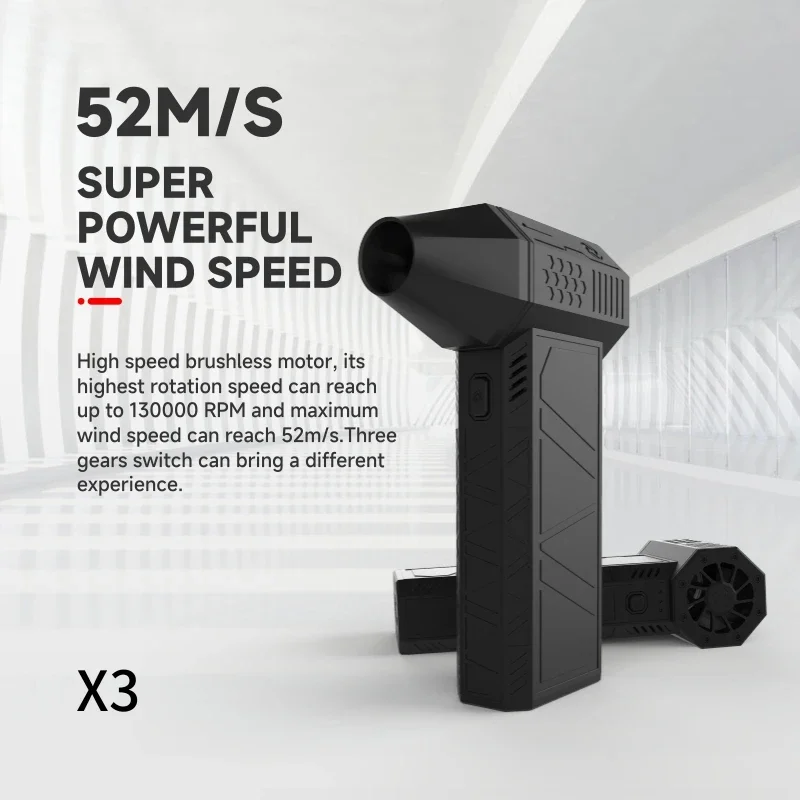 Mini Turbo Jet Fan 130000RPM Wind Speed 45m/s Brushless Motor Handheld Duct Fan High-Performance Cyclone Turbo Electric Blower