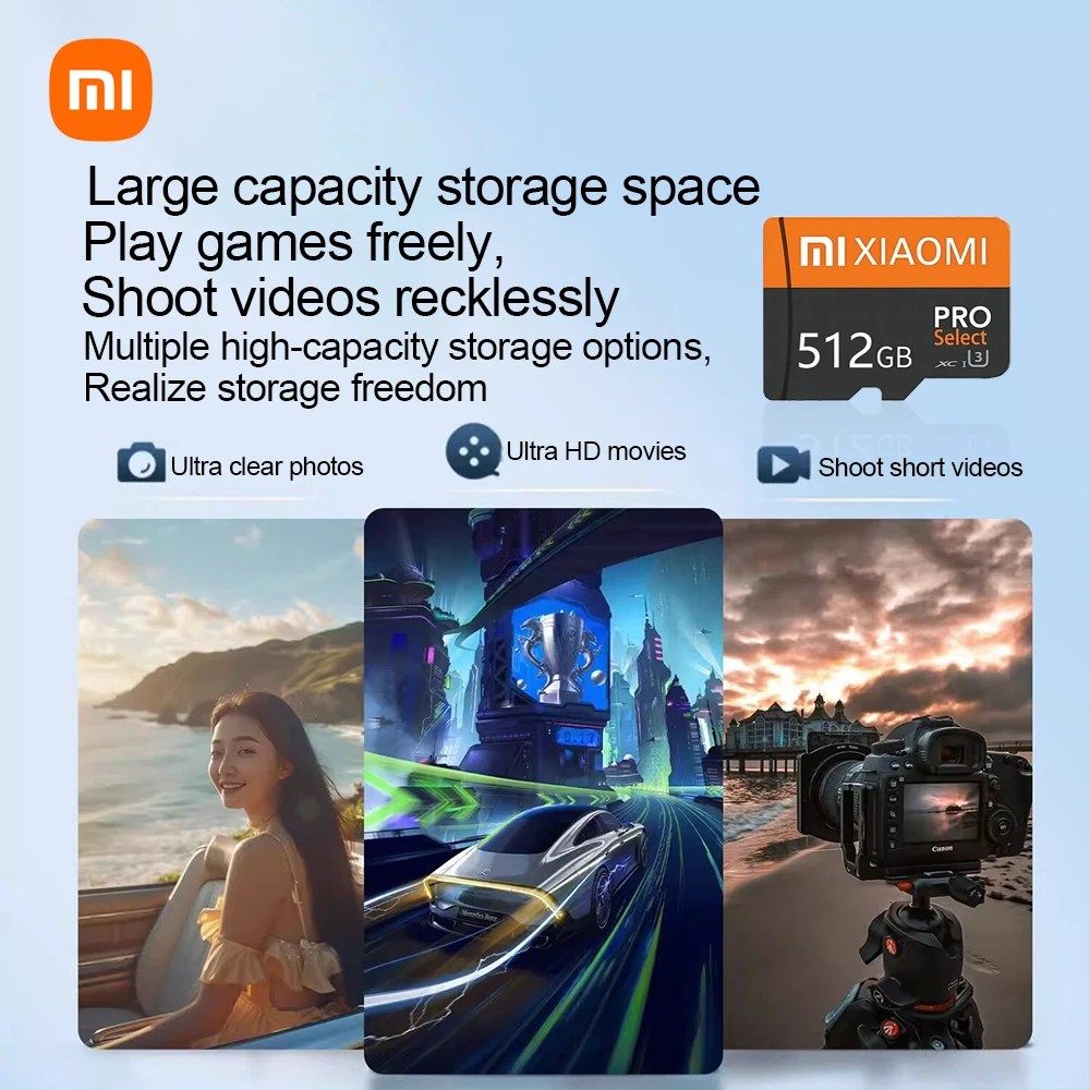 Xiaomi High Speed SD Memory Card 1TB 2TB Games Card Micro TF Card 128GB 256GB 512GB SD Card For Mijia Camera Surveillance Device