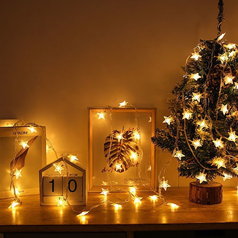 Luci a forma di stella Luci natalizie a LED alimentate tramite USB/a batteria Luce natalizia per la ghirlanda di nozze per feste Decorazione per albero di Natale all'aperto