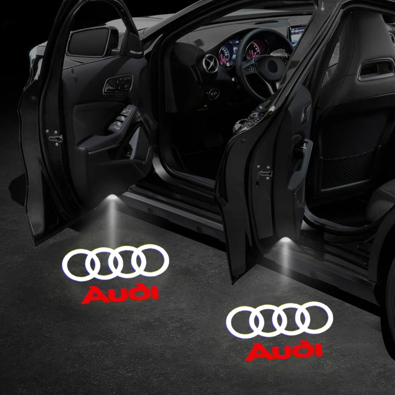 2pcs รถประตูยินดีต้อนรับไฟสําหรับ Audi A1 A3 8P 8V A4 A5 A6 A7 A8 Q3 Q5 Q7 Q8 Sline TT โลโก้โปรเจคเตอร์ Ghost SHADOW โคมไฟ
