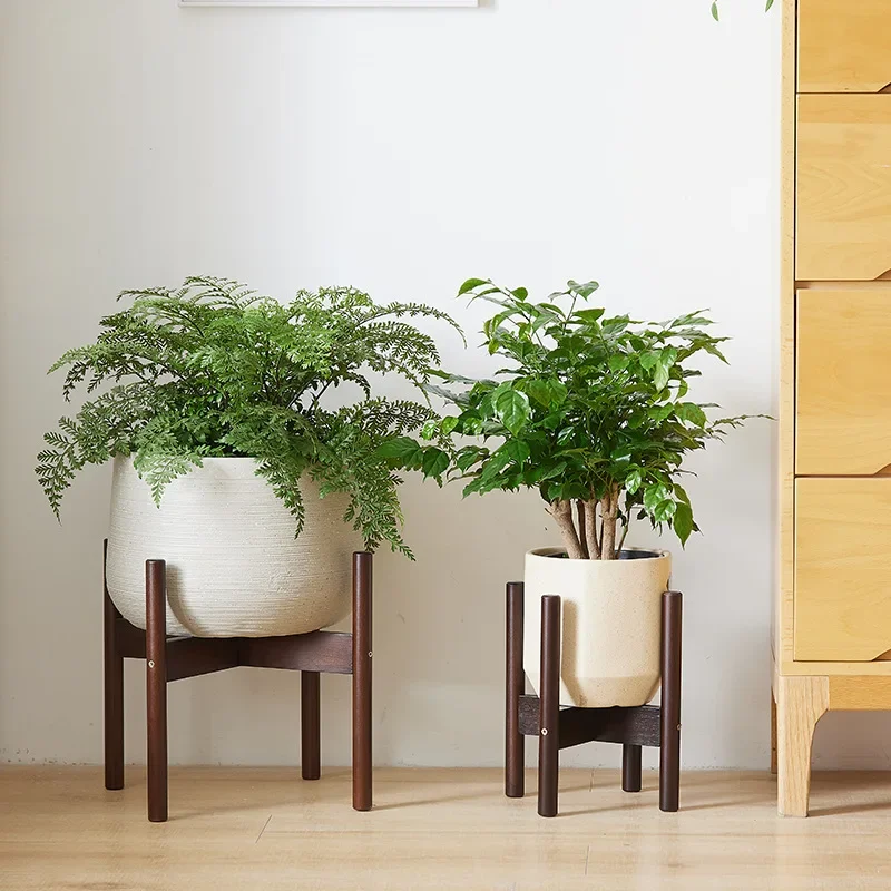 ไม้ Cross สี่ขาดอกไม้ Stand Strong ทนทานฟรี Bonsai ขาตั้งบ้านหม้อถาดไม้ไผ่ชั้นวางของในห้องน้ำผู้ถือพืชตกแต่ง