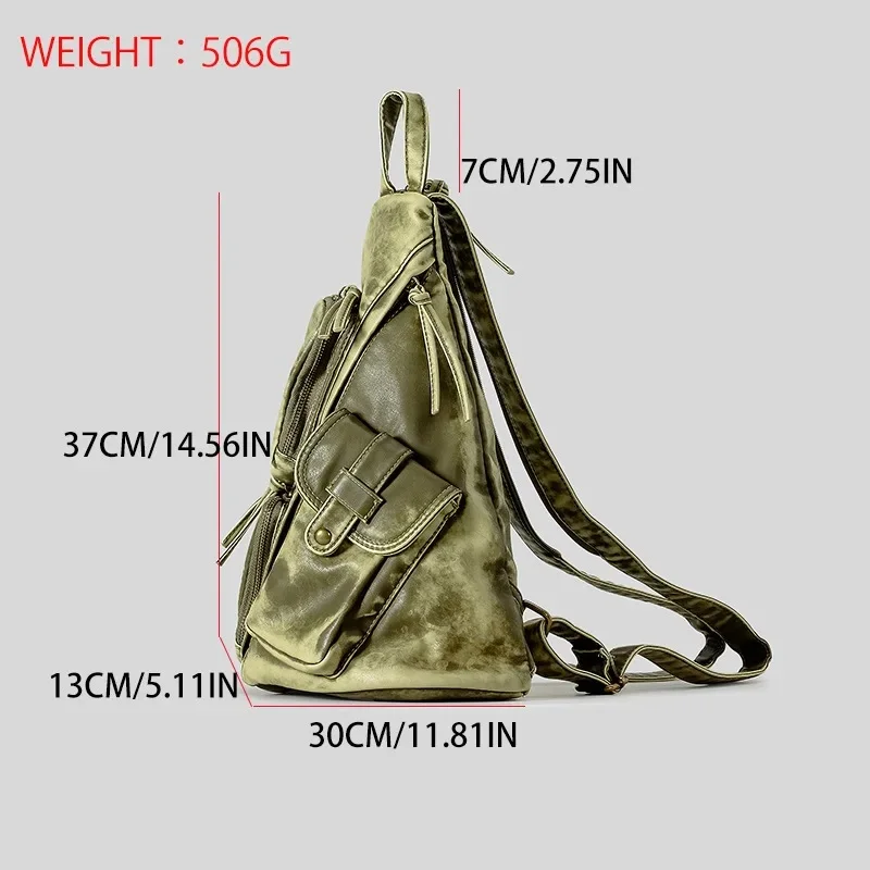 Zaini firmati Annmouler per donna Borsa a tracolla con tracolla in pelle lavata morbida Borsa piccola stile punk multitasche vintage