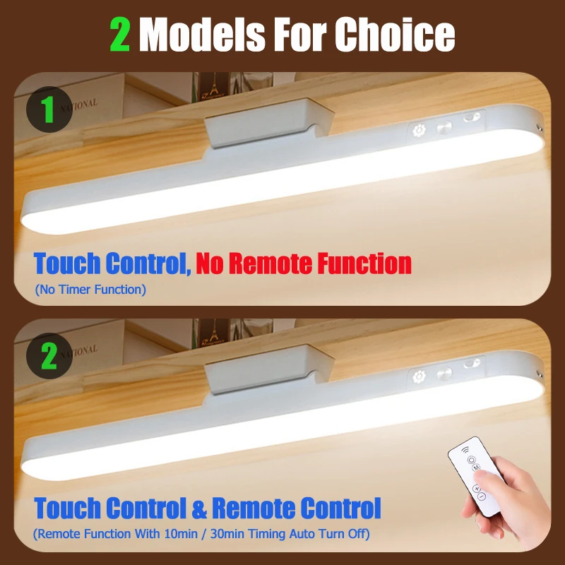 Lámpara de mesa LED colgante magnético, lámpara de escritorio recargable por USB, luz de lectura de 3 colores, armario regulable, luz nocturna