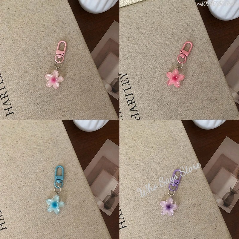 Chaveiro de flor transparente colorido pingente para mulheres meninas moda requintado chaveiro saco decoração acessórios amigo presente