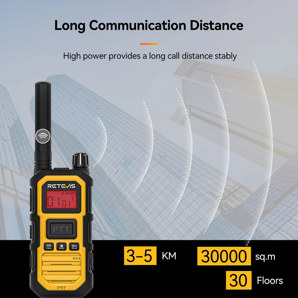 Retevis RB648Plus IP67 Wasserdichtes Walkie-Talkie, robustes Walkie-Talkie, große Reichweite, Doppel-PTT-PMR/FRS-Funkgerät für die Fabrik