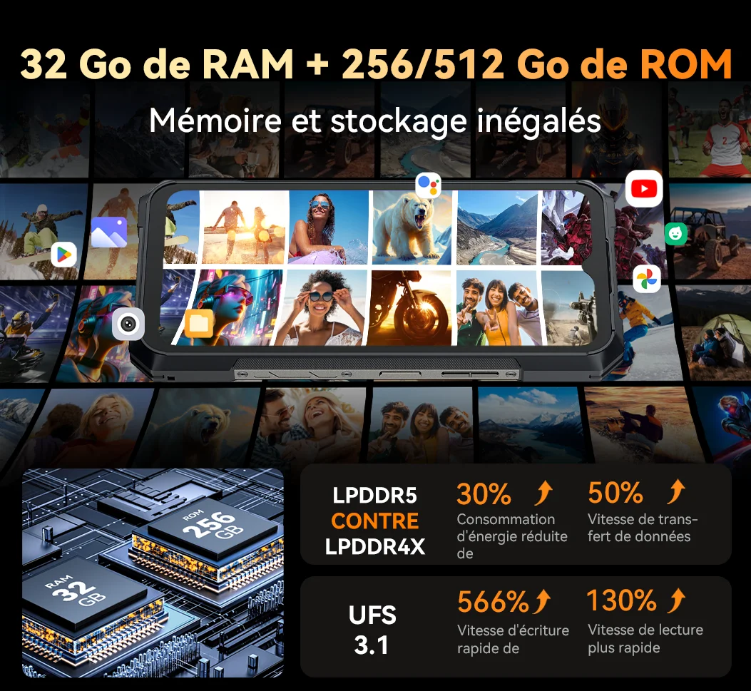 CUBOT KINGKONG X, Smartphones 5G, 32 Go de RAM (16 Go + 16 Go étendu), 256/512 Go de ROM, 10200 mAh, écran 6,583 pouces 120 Hz, appareil photo 100 MP, téléphone (Expédition depuis l'entrepôt européen, Livré en 7 jours)