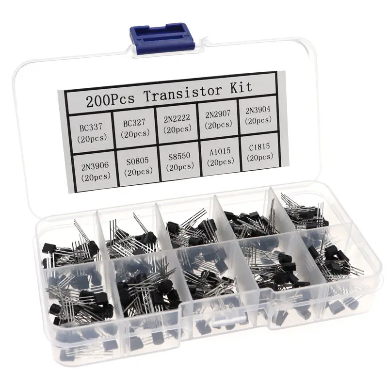 Kit de transistores BC327 BC337 2N2222 2N2907 2N3904 2N3906 S8050 S8550 A1015 C1815 PNP/NPN 10 valores TO-92, 200 Uds.