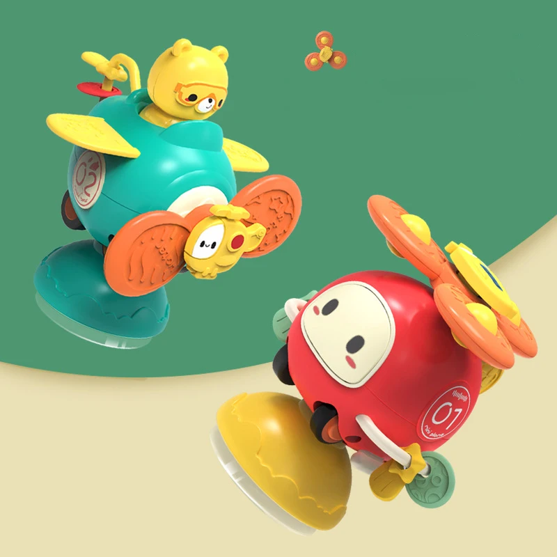 ดูดถ้วย Spinner เก้าอี้สูงของเล่นเด็ก 6 12 เดือนหมุน Rattle Sensory ของเล่นสําหรับทารกเกมการศึกษาของเล่น 1 2 3 ปี