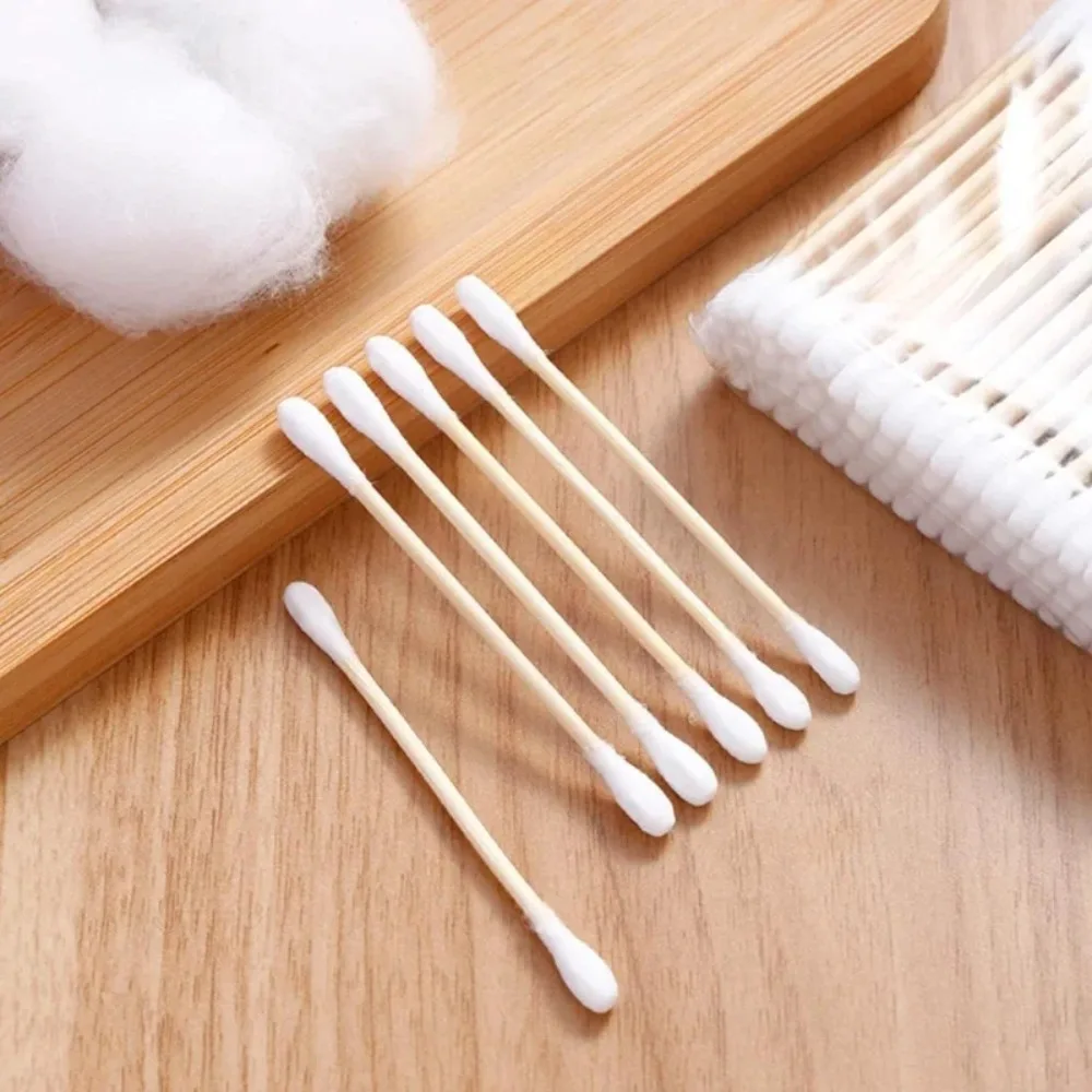 100/300/500/1000 Uds hisopo de algodón de doble cabeza maquillaje de mujer punta de bastoncillos de algodón para palos de madera limpieza de nariz y oídos herramientas de cuidado de la salud